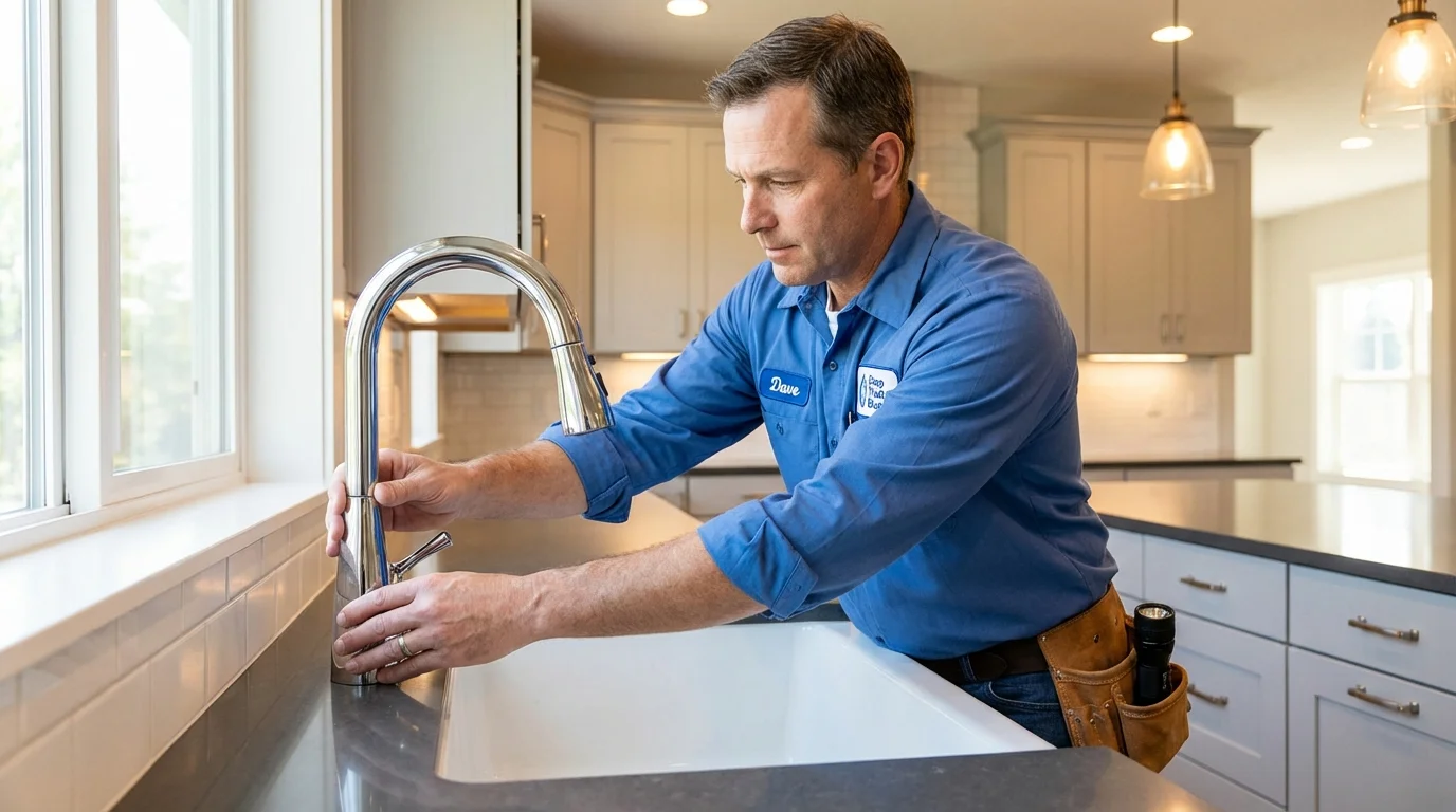 Kitchen faucet installation by Johns Plumbing LLC in Baraga
