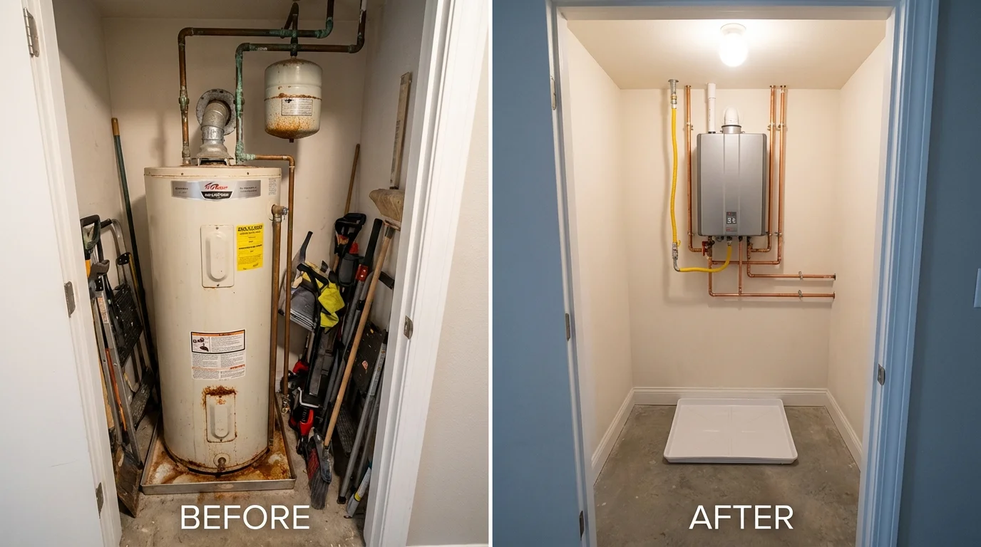 Tank water heater versus wall-mounted tankless unit comparison for Baraga, MI homeowners